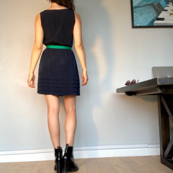 Mango Navy Blue Silk Dress - Picture 4 of 5